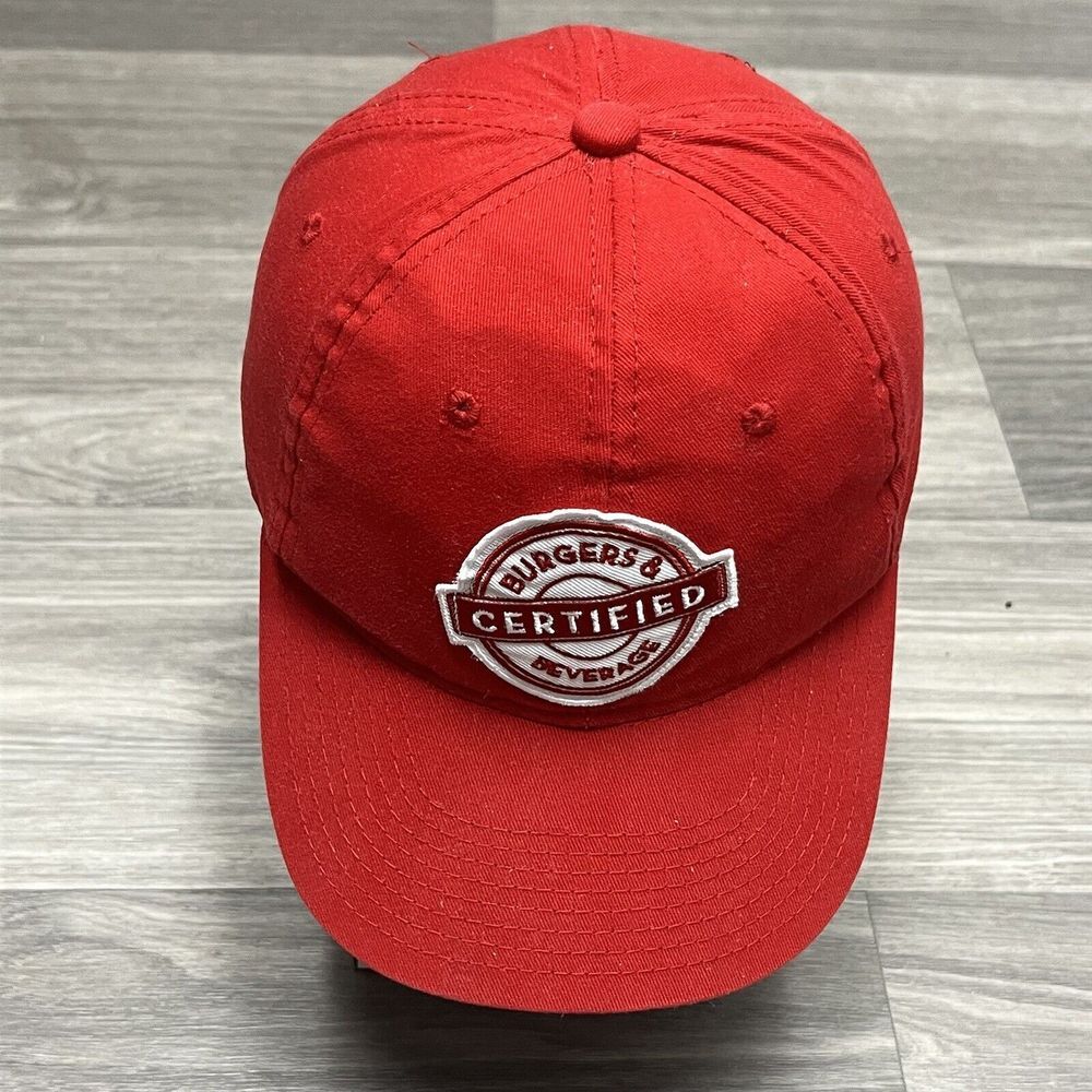 Certified Burger Beverage Hat Baseball Cap Red Adjustable Strap St Simons Island